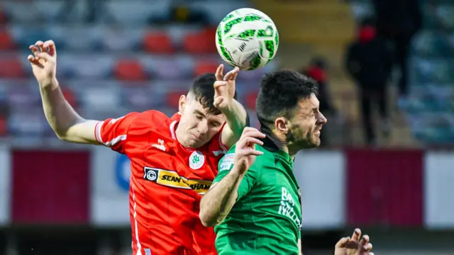 Action from Cliftonville v Glentoran