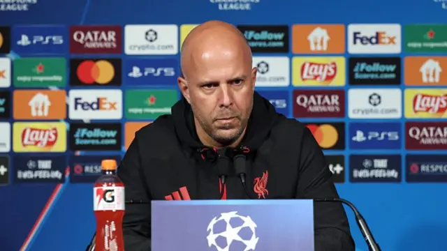 Arne Slot at Liverpool news conference