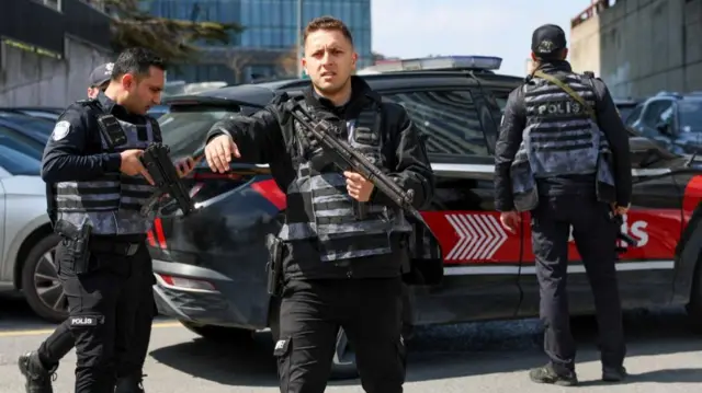 Armed police officers in Istanbul