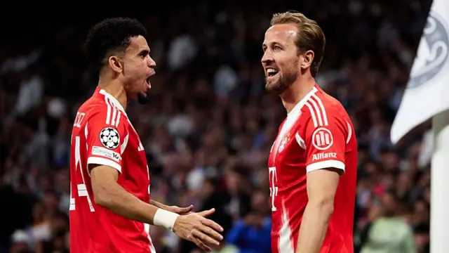 Luis Diaz and Harry Kane celebrating