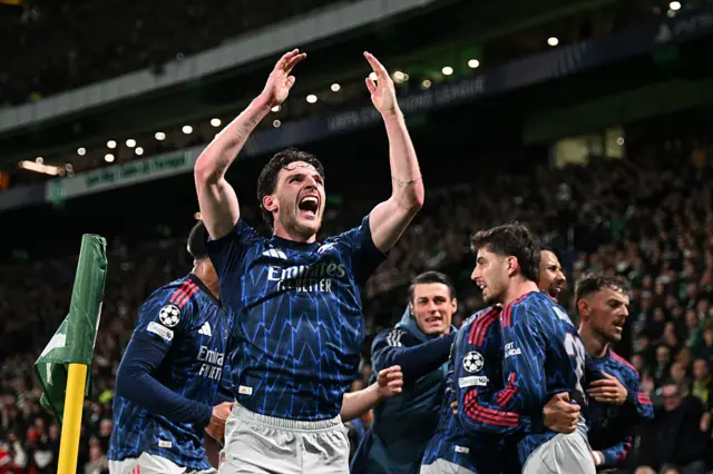 Declan Rice of Arsenal celebrates
