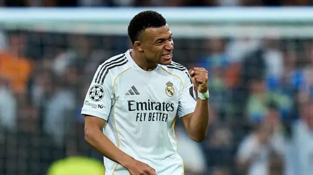 Kylian Mbappe celebrates