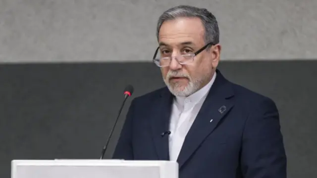 Araghchi speaks at a conference