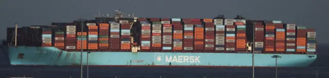 A Maersk container ship, seen in Spain last month