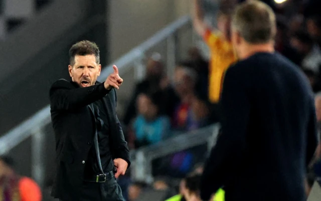 Atletico Madrid coach Diego Simeone reacts