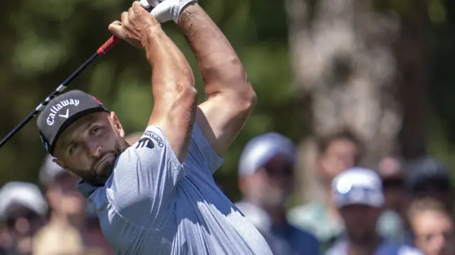 Jon Rahm hits a shot at Augusta National