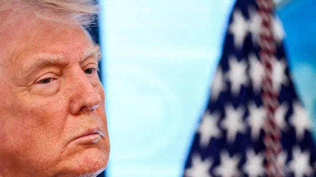 U.S. President Donald Trump attends a press conference in the James S. Brady Press Briefing Room at the White House in Washington, D.C., U.S., April 6, 2026