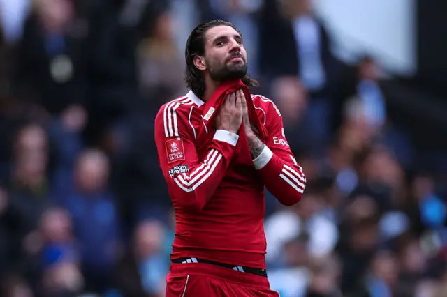Dominik Szoboszlai of Liverpool looks dejected after the FA Cup Quarter Final match between Manchester City and Liverpool