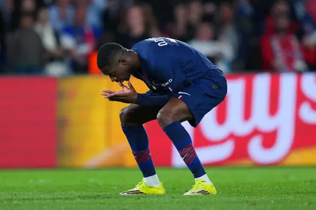 Ousmane Dembele of Paris Saint-Germain reacts
