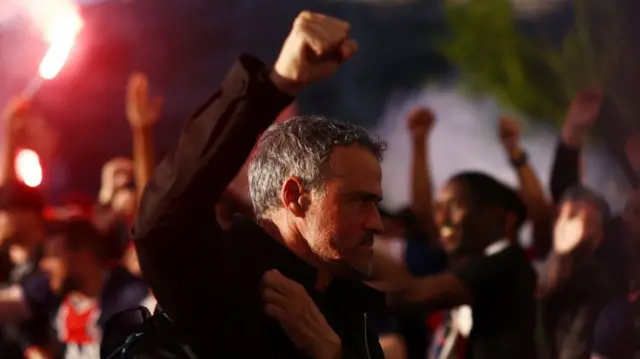 Paris St Germain coach Luis Enrique arrives