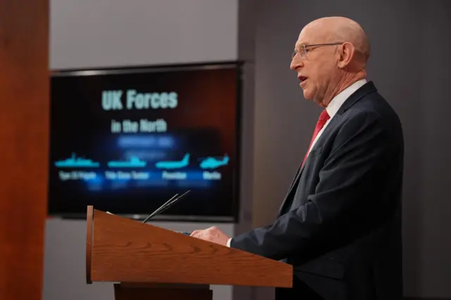 Defence Secretary John Healey delivers a statement on recent UK operational activity at 9 Downing Street