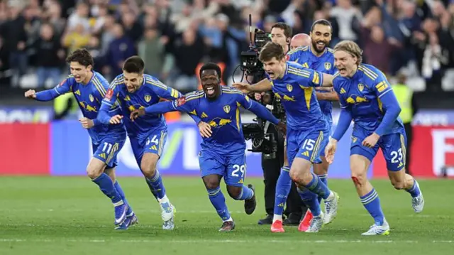 Leeds players celebrating