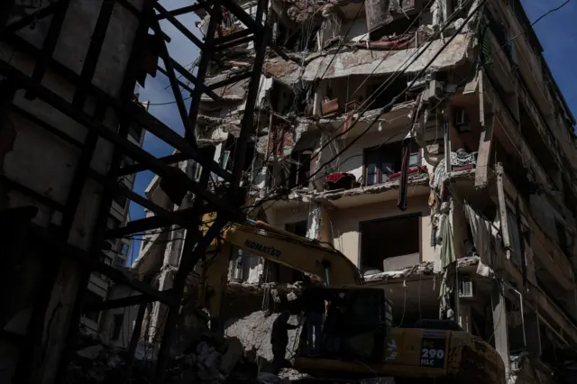 Emergency services operate at the site of an Israeli strike carried out on Wednesday