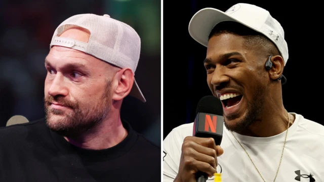 Tyson Fury and Anthony Joshua wearing baseball caps