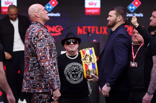 Tyson Fury faces off with Arslanbek Makhmudov