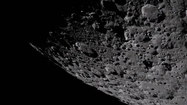 A view of craters on the Moon.