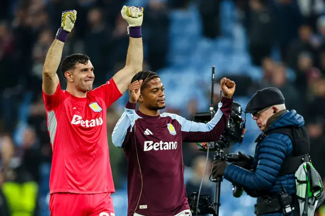 Aston Villa players celebrate