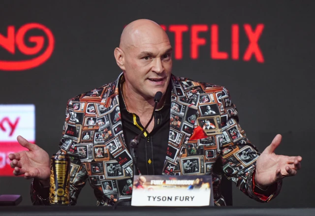 Tyson Fury speaks at a news conference
