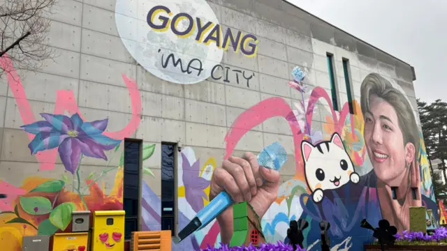 A mural in the city dedicated to BTS leader RM