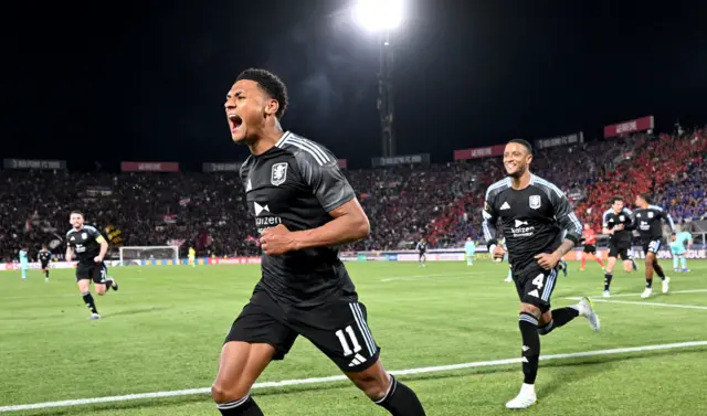 Watkins celebrates his late goal