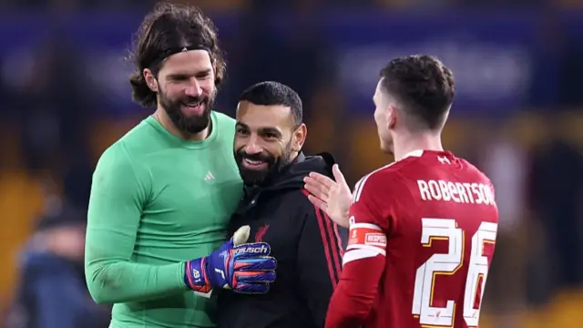 Alisson, Mo Salah and Andy Robertson