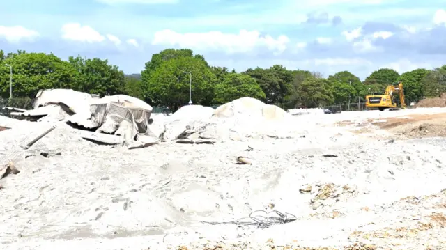 The site of the controlled explosion of a WW2 bomb in Plymouth