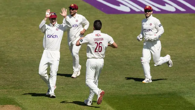 Northants celebrate taking wicket