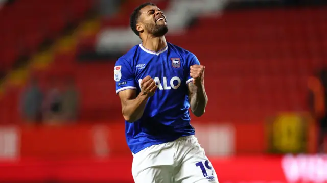 Darnell Furlong celebrating an Ipswich win at Charlton