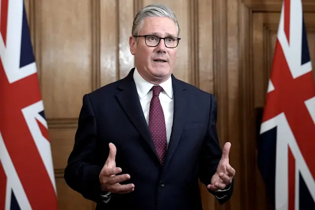Prime Minister Keir Starmer gives a statement following a COBRA meeting