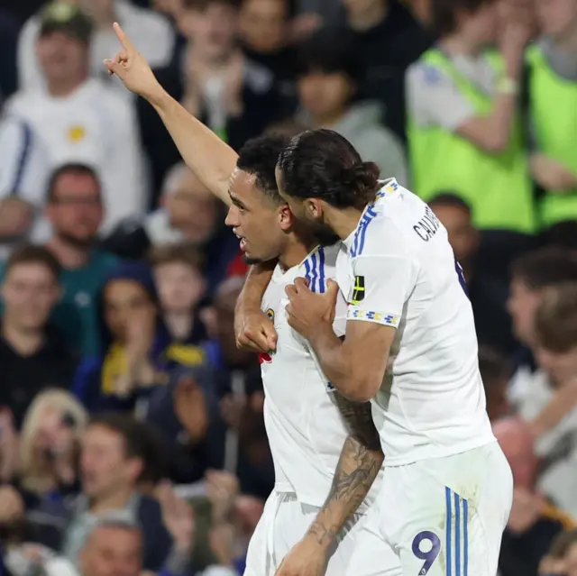 Okafor and Calvert_Lewin celebrate