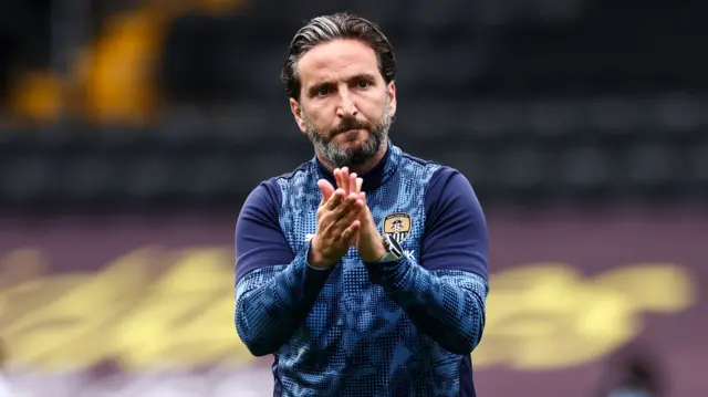 Notts County Manager Martin Paterson applauds fans at full time after the game against Bristol Rovers