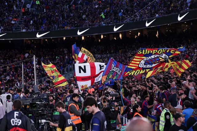 Supporters of FC Barcelona during the Spanish league
