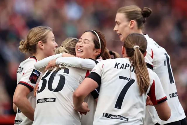 Zara Shaw of Liverpool celebrates scoring