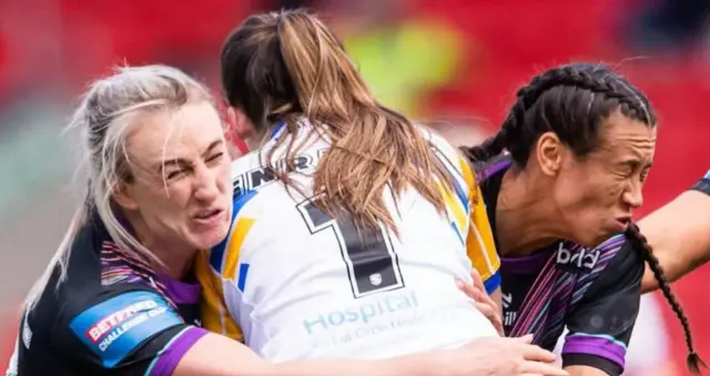 Ation shot from the women's Challenge Cup final between St Helens and Leeds