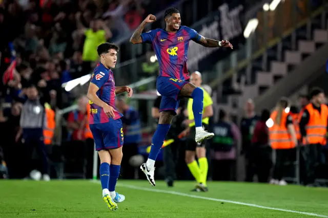 Marcus Rashford of FC Barcelona celebrates