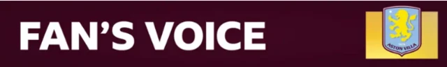 A graphic saying 'fan's voice' next to an Aston Villa badge