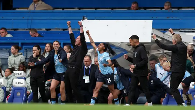 Manchester City players celebrating