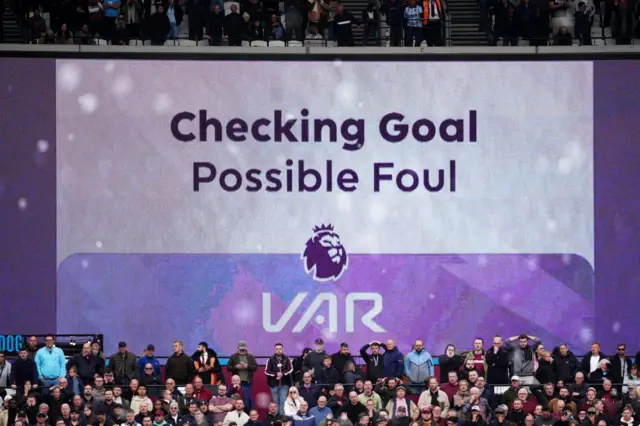 The big screen showing a VAR check