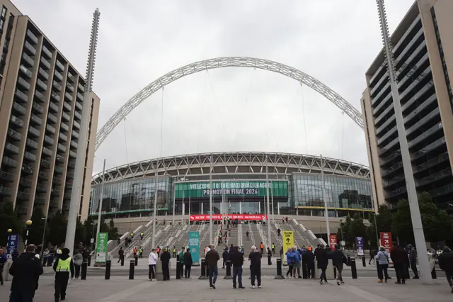 General view outside the stadium prior to the Enterprise National League Promotion Play-off Final match between Rochdale and Boreham Wood at Wembley Stadium