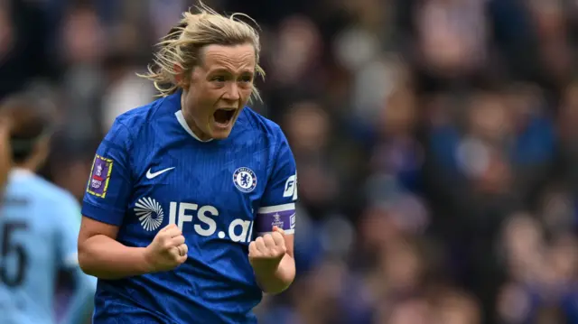 Erin Cuthbert celebrates