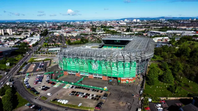 A General Stadium View during a William Hill Premiership match between Celtic and Rangers at Celtic Park, on May 10, 2026, in Glasgow, Scotland.