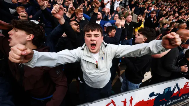Notts County fans celebrate