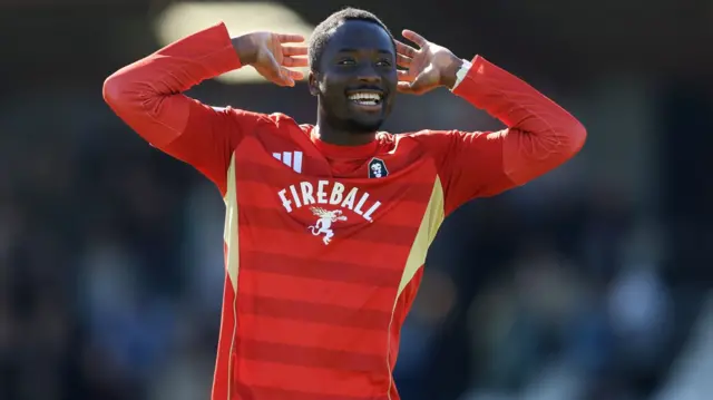 Salford's Daniel Udoh celebrates