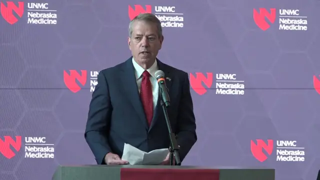 Governor Jim Pillen speaking at Monday's press conference