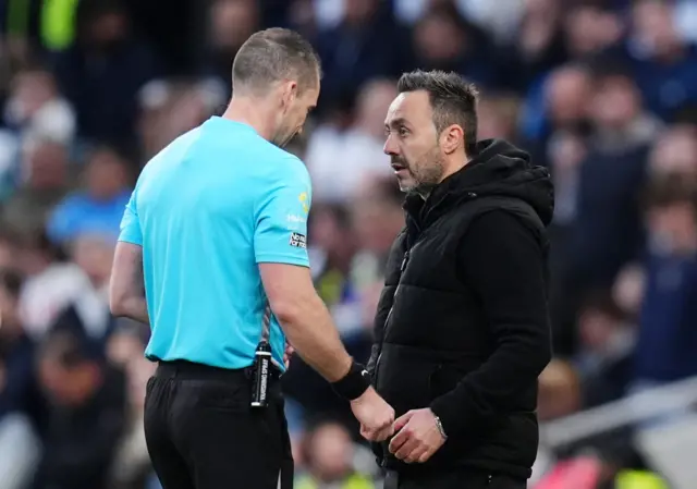 De Zerbi gets a telling off from the referee