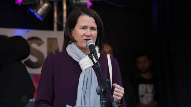Catherine West MP speaks at the rally in Parliament Square