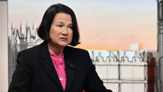 Catherine West sits on the set of Sunday with Laura Kuenssberg