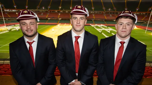 Harri Deaves, Morgan Morse and Brodie Coghlan with their first caps