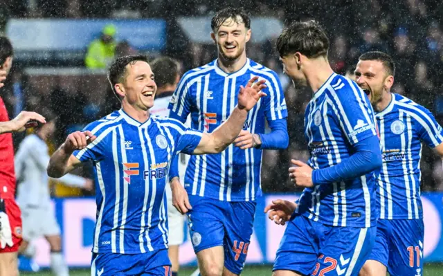 Kilmarnock celebrate going 2-1 up at Rugby Park