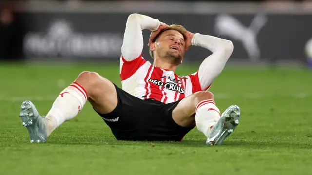 Southampton's Leo Scienza has his head in his hands